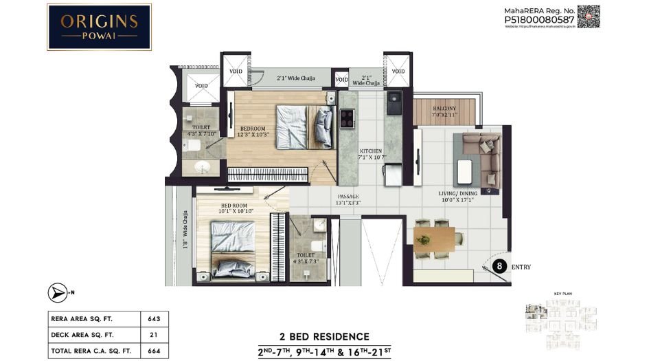 Origins-Powai-Floor-Plan-2 BHK-664 Sqft